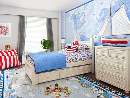 Спальня в морском стиле для мальчика 3-5 лет