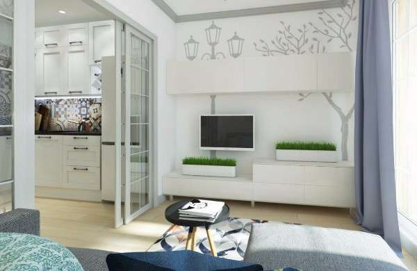 Дизайн маленькой квартиры студии 25 кв м - фото гостиной
