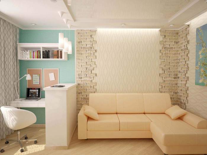 Дизайн 1 комнатной квартиры хрущевки - фото с угловым диваном