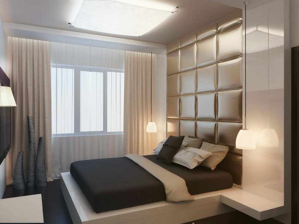 идея светлого дизайна спальни 15 кв.м