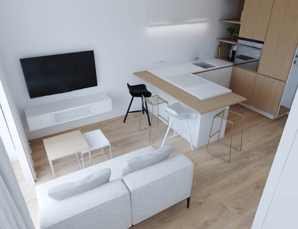 Дизайн квартиры-студии в стиле минимализма