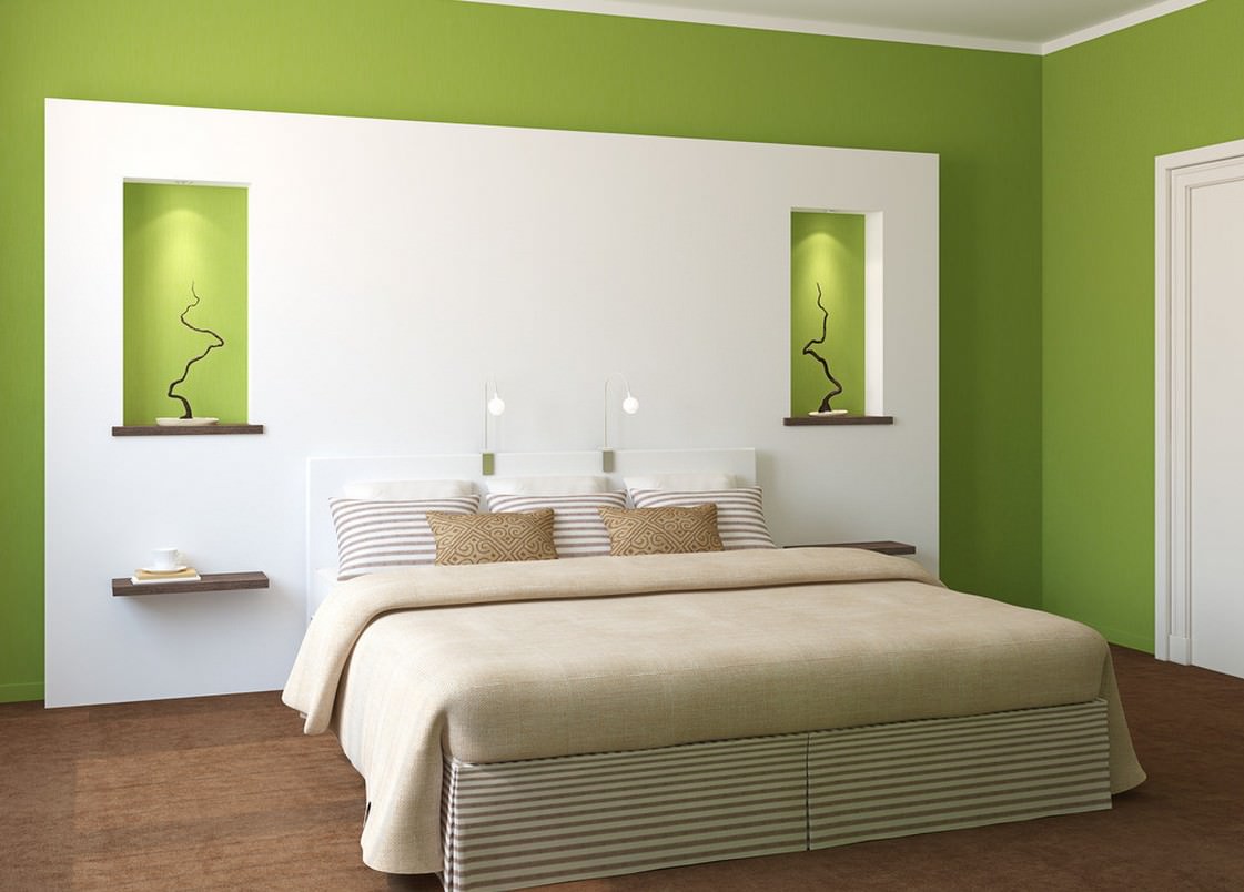 спальня в зеленых тонах дизайн идеи