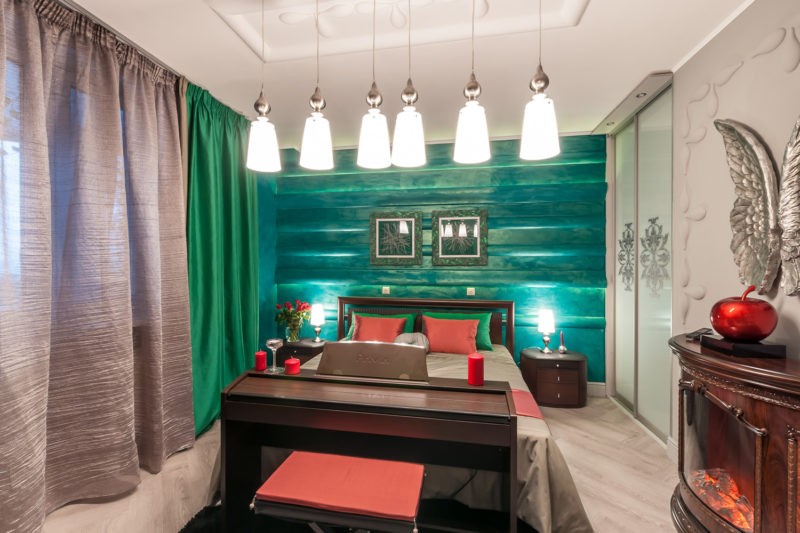 спальня в зеленых тонах фото дизайн
