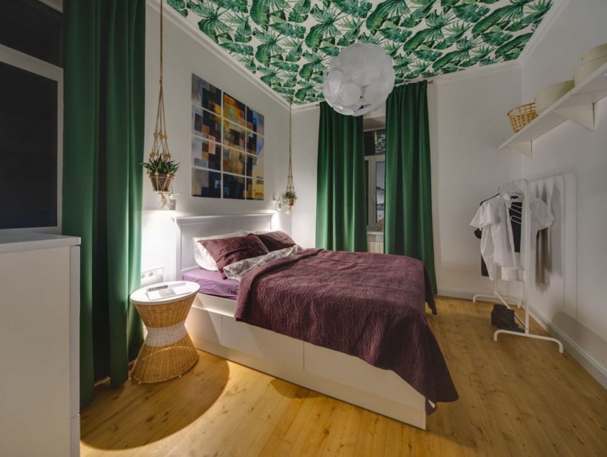 спальня в зеленых тонах фото интерьер