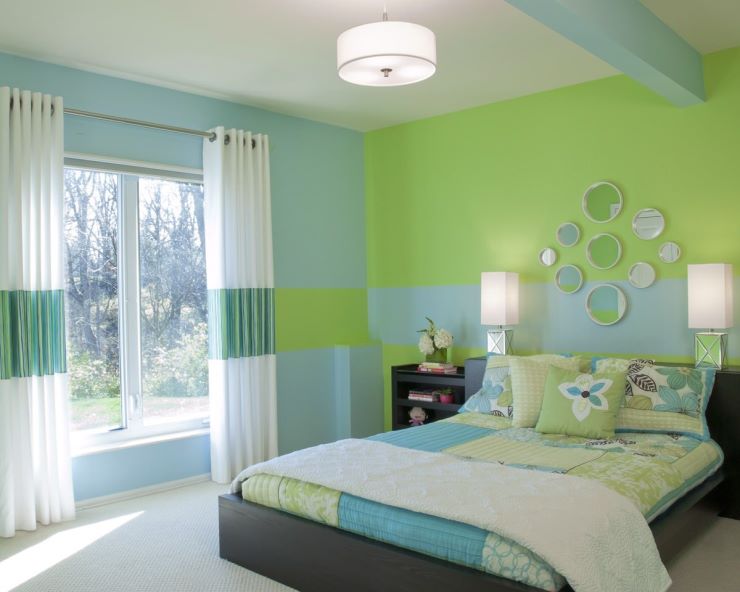 спальня в зеленых тонах идеи декора