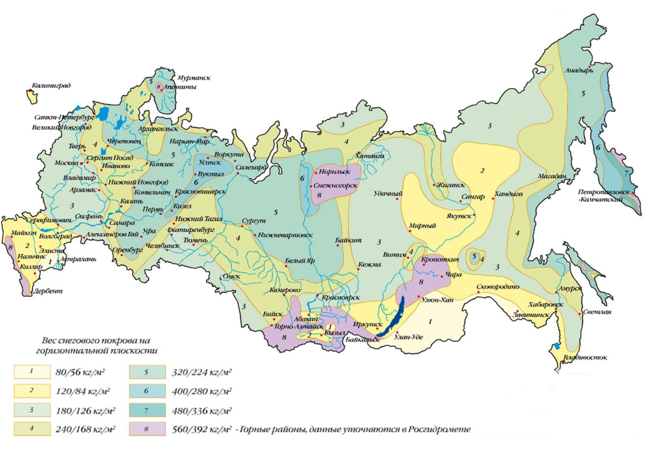 Карта снеговых нагрузок