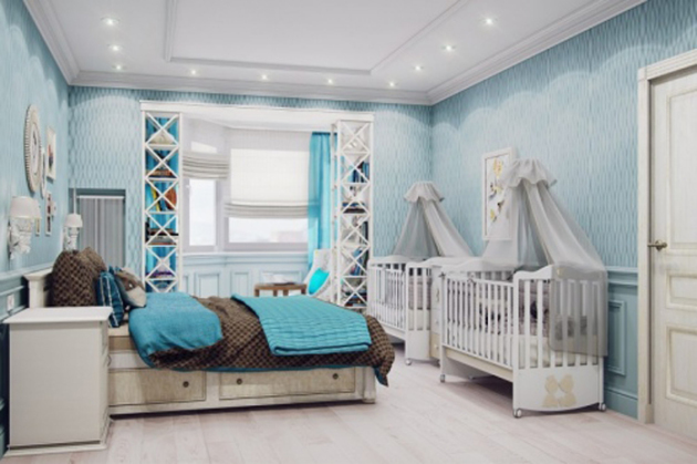 Фото: идея спальни, совмещенной с детской