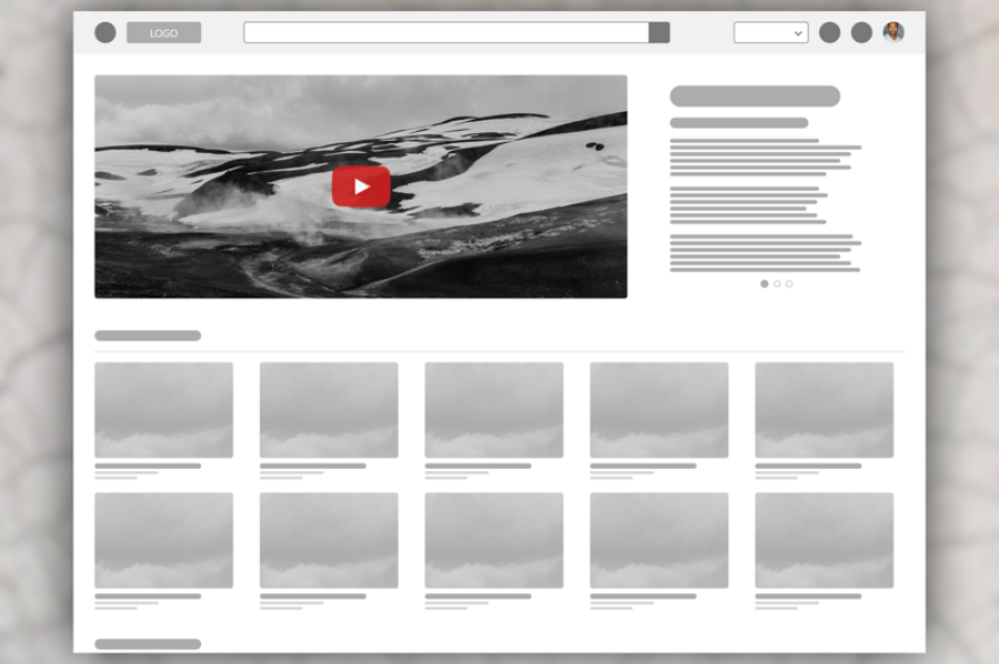 Low-Fidelity Wireframe Explore More Video Aggregator