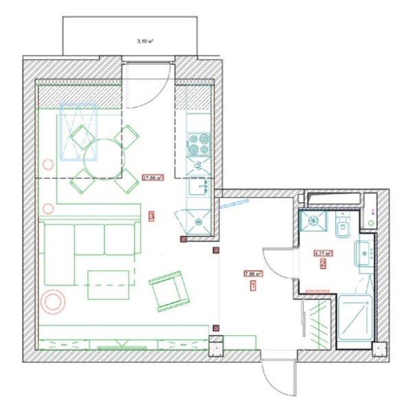 планировка маленькой квартиры лофт