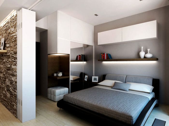 Если вариант диван-кровать и сон в гостиной вас не устраивает, однозначно нужно продумать зону спальни