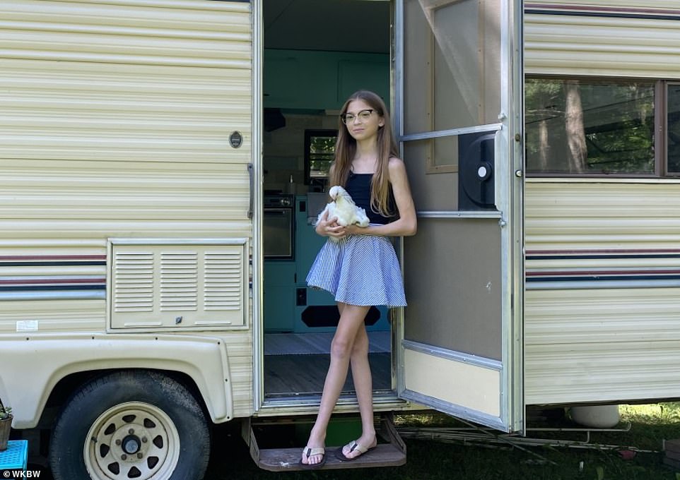Incredible: Lauren Nelson, an 11-year-old from Attica, New York, spent the past two months renovating a rundown camper and turning it into her dream tiny home