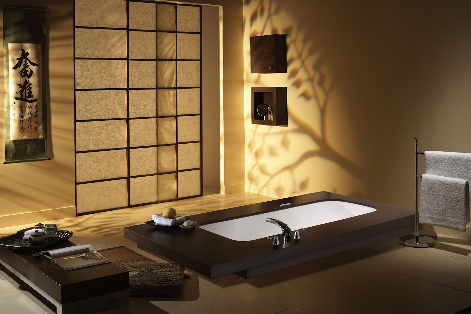 Красивое оформление ванной в японском стиле. Фото 6
