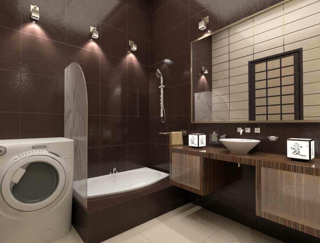 Красивое оформление ванной в японском стиле. Фото 9
