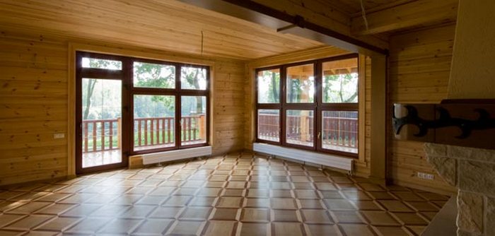проект деревянного дома с панорамными окнами 
