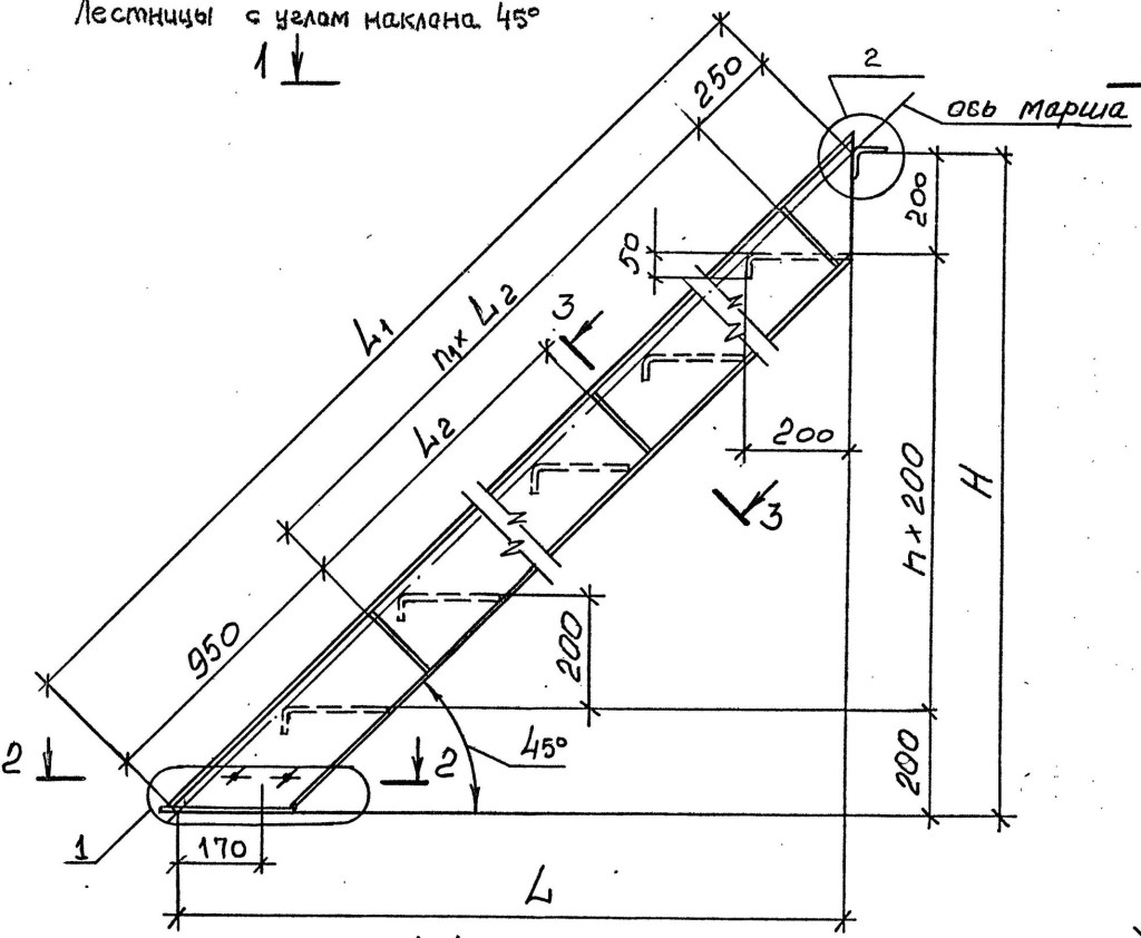 Чертеж лестницы