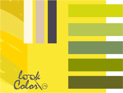 сочетание желтого роял и ярко-желтого с  теплым зеленым