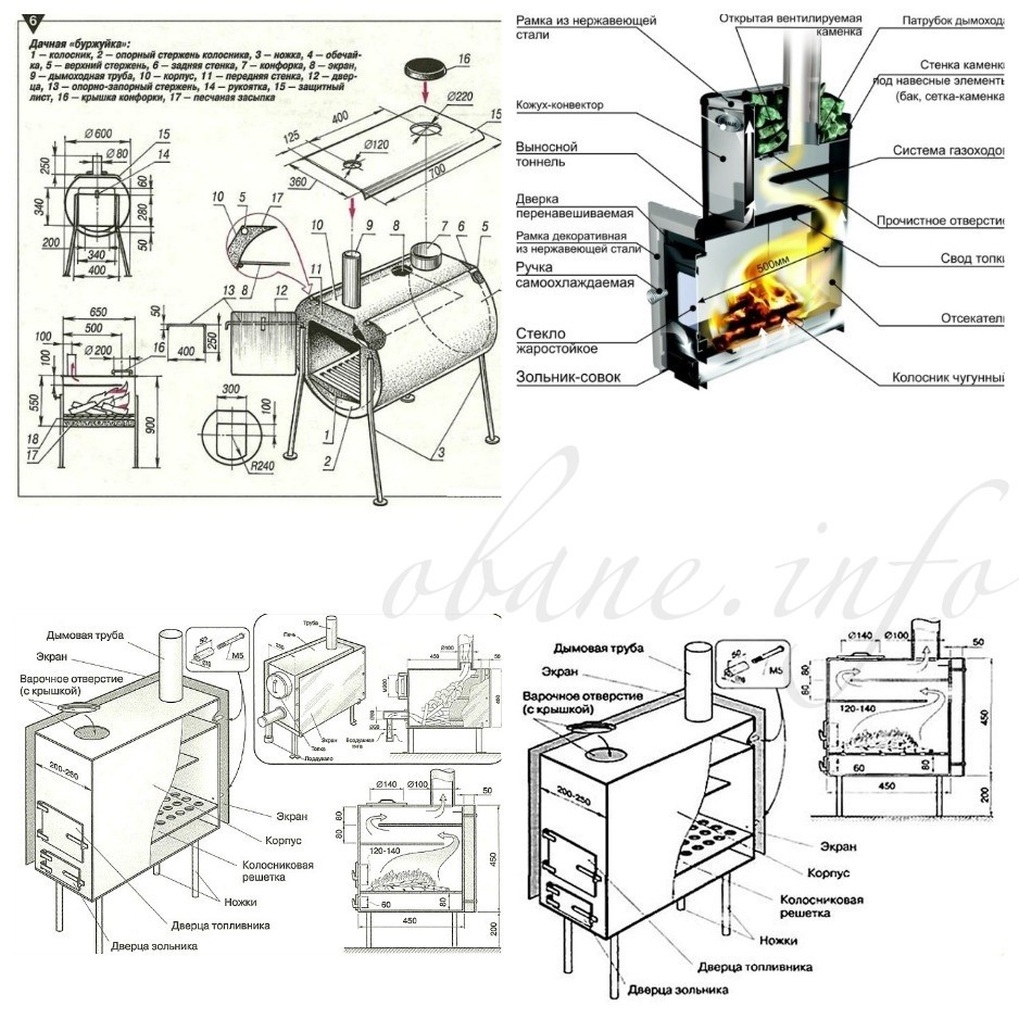 Различные конструкции печки 