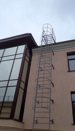 наружная вертикальная противопожарная лестница на крышу