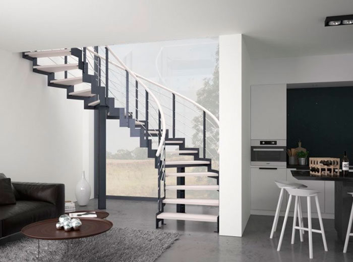 Современный интерьер лестницы в частном доме