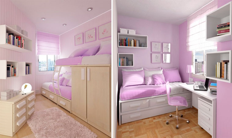 Дизайн маленькой комнаты для девушки