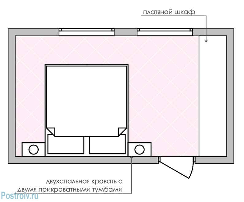 спальня 12 кв. м. планировка номер 2