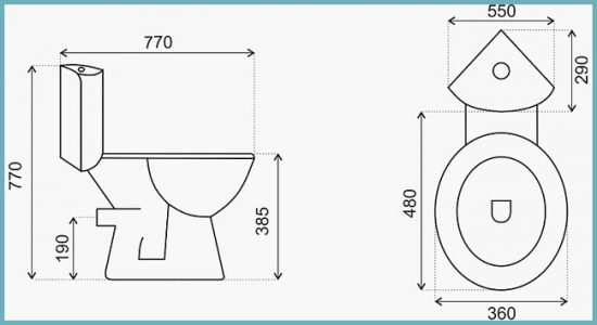 размеры унитаза