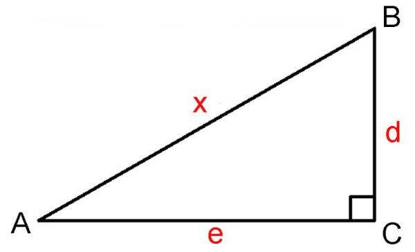 Используем для вычисления прямоугольный треугольник