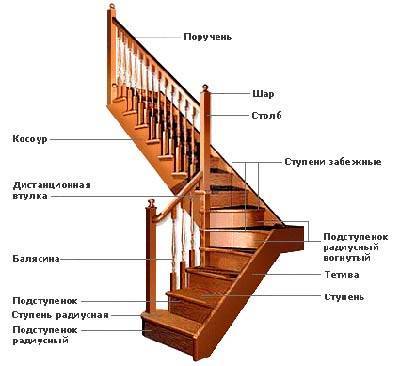 Составные части лестничной конструкции