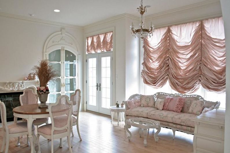 Французские шторы - Дизайн штор для гостиной