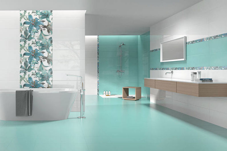 Бирюзовая ванная комната - дизайн интерьера фото