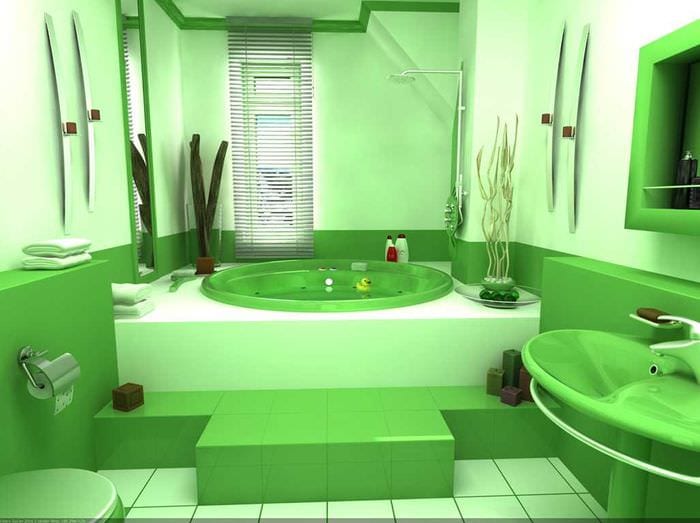 вариант красивого интерьера ванной комнаты с окном