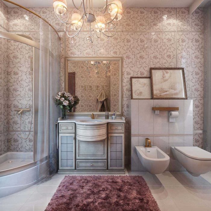 идея яркого стиля ванной комнаты в классическом стиле