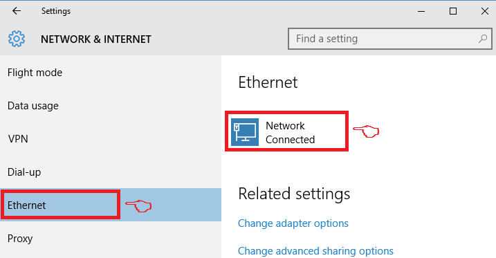 network and internet settings